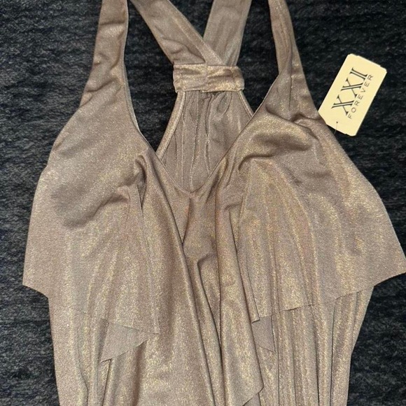 Vintage Y2K Forever 21 bronze metallic halter top - Picture 1 of 5